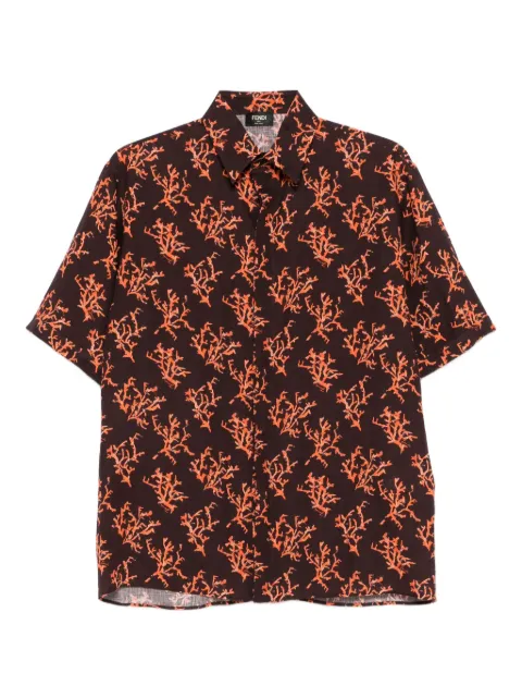 FENDI coral-print linen shirt 