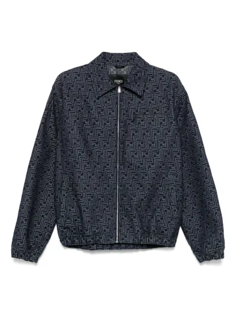 FENDI FF-jacquard denim bomber jacket