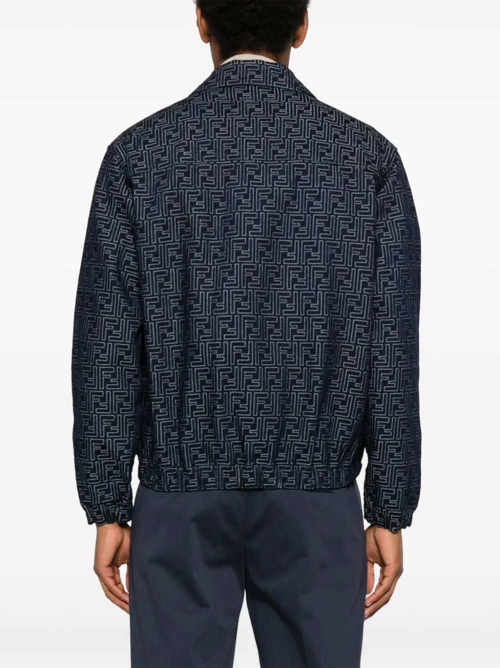 FENDI Denim bomberjack met FF-jacquard Blauw
