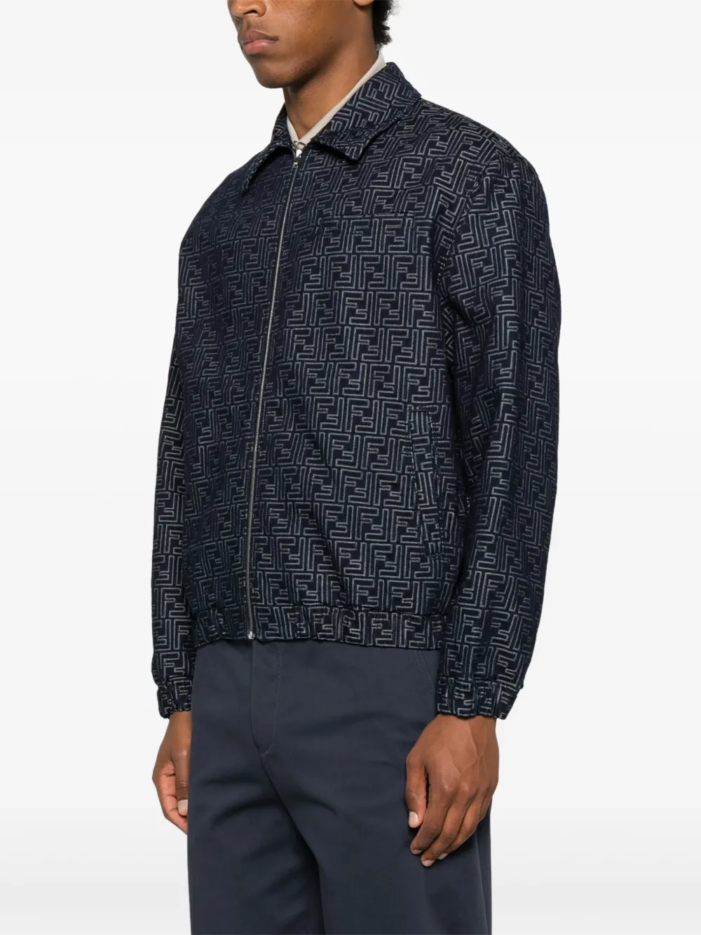 FENDI Denim bomberjack met FF-jacquard Blauw
