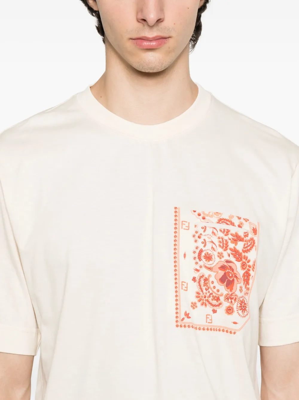 FENDI T-shirt met bloemenprint Beige