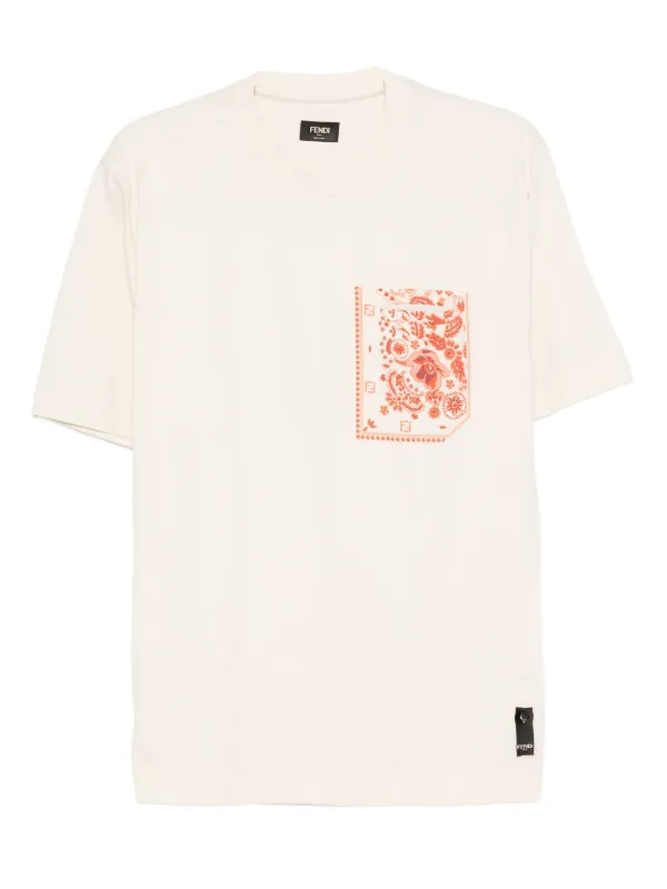 FENDI フラワープリント Tシャツ size12+ FENDI floral-print T-shirt | Neutrals | FARFETCH