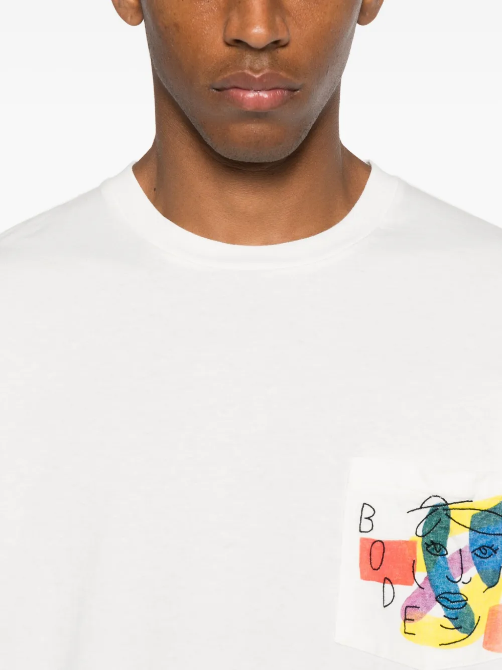 Bode Abstract-print Pocket T-shirt In White