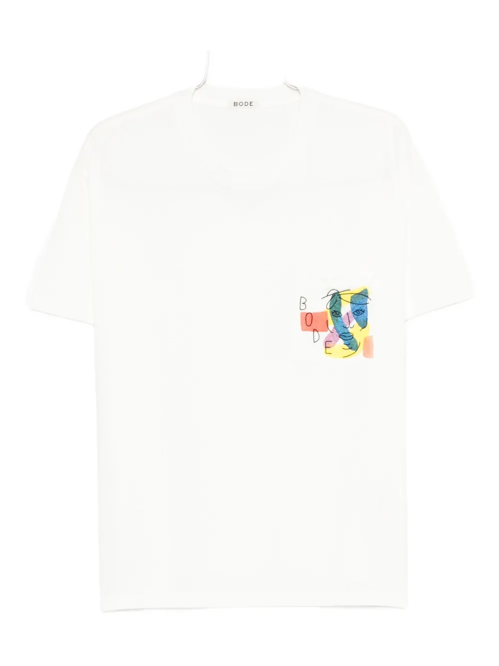 Bode Abstract-print Pocket T-shirt In White