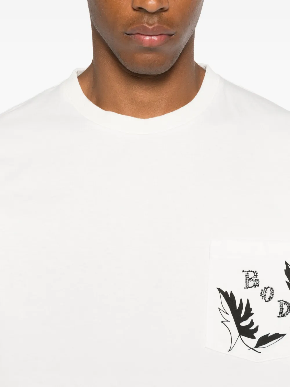 Bode Beaded Leaf Embellished Printed Cotton-jersey T-shirt In White
