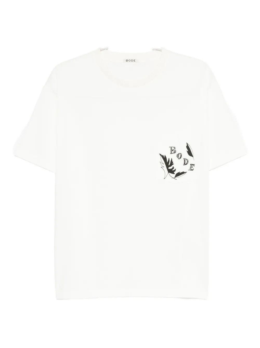 Bode Beaded Leaf Embellished Printed Cotton-jersey T-shirt In White