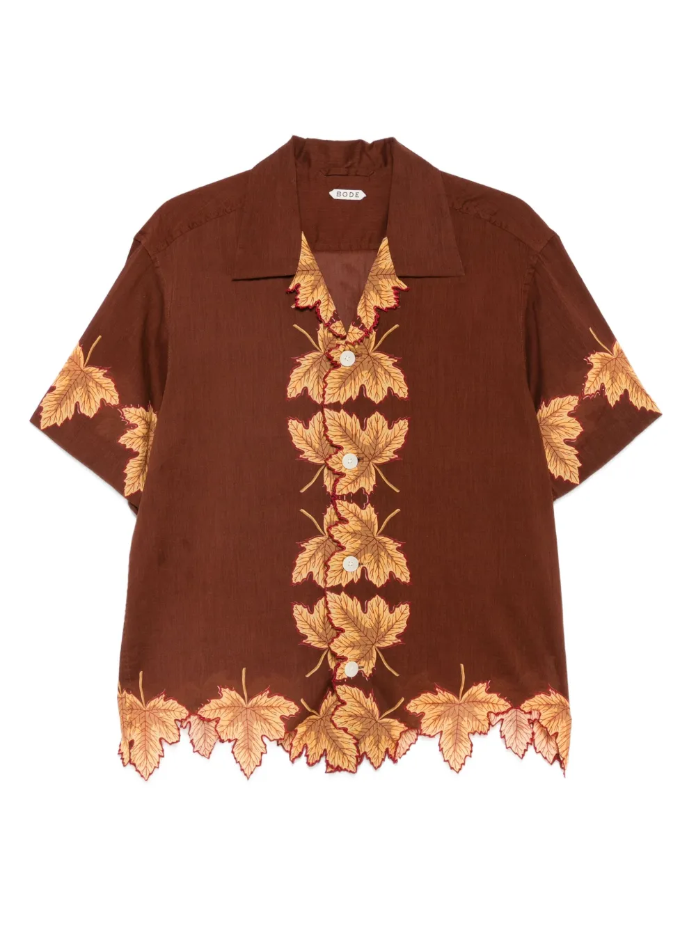BODE camisa festoneada con hojas estampadas | marrón | Image 1