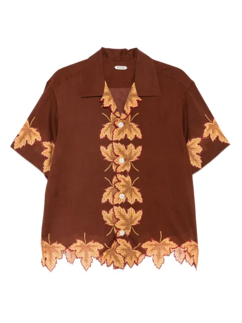 BODE camisa festoneada con hojas estampadas