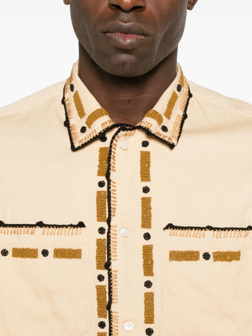 Bode Beaded Embroidered Shirt In Neutral