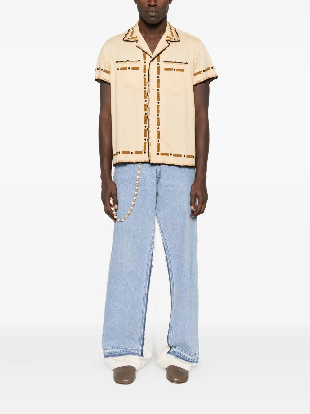 Bode Beaded Embroidered Shirt In Neutral