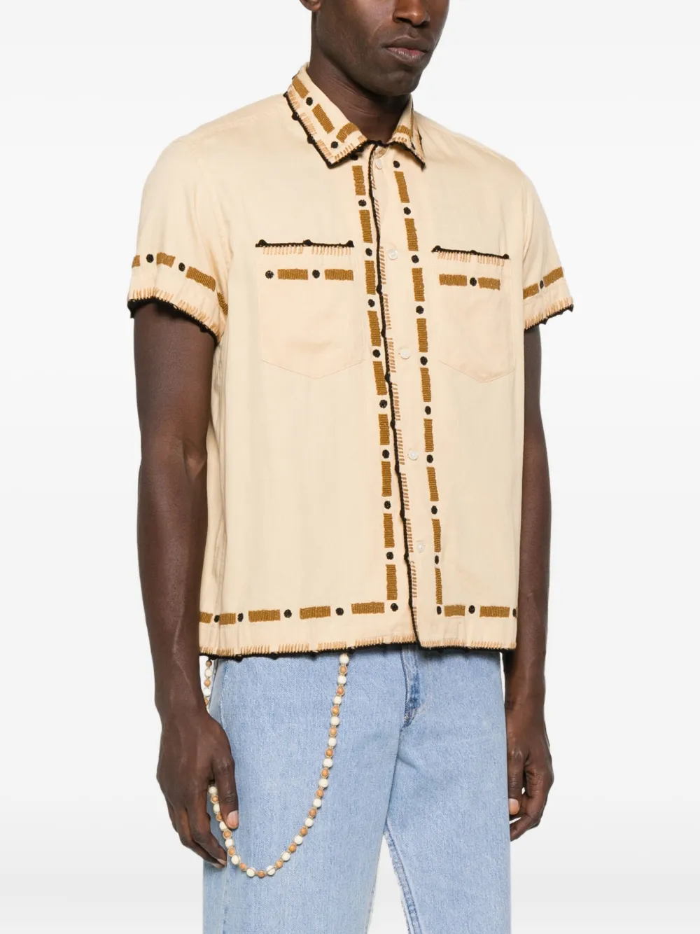 Bode Beaded Embroidered Shirt In Neutral