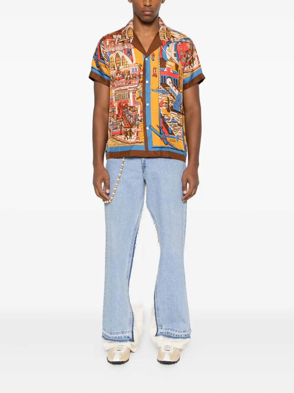 BODE city-scene print silk shirt - Geel