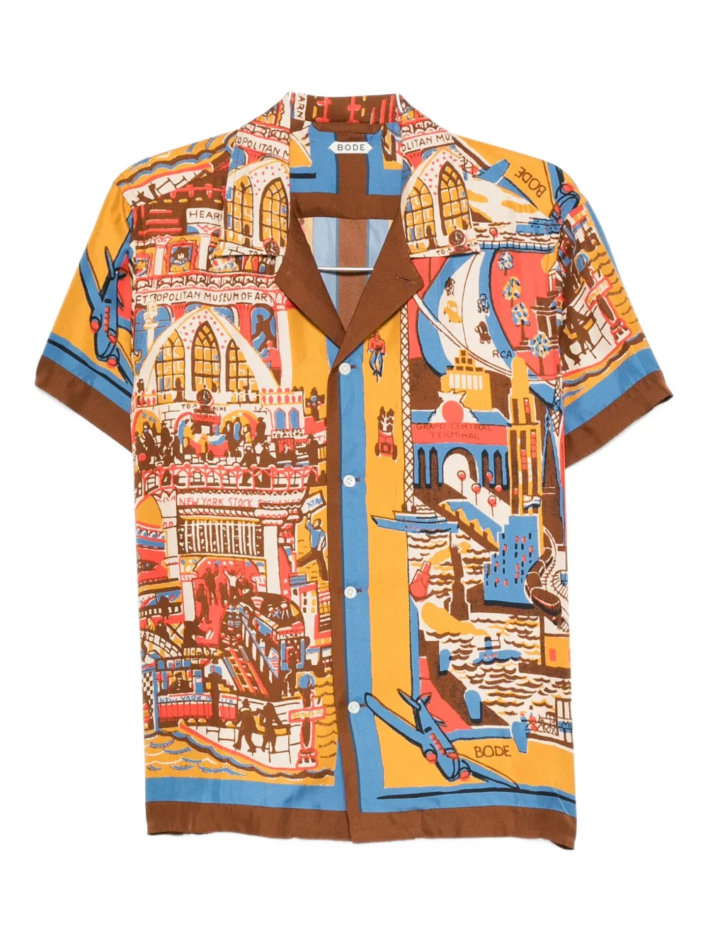 BODE city-scene print silk shirt - イエロー BODE city-scene print silk shirt - イエロー