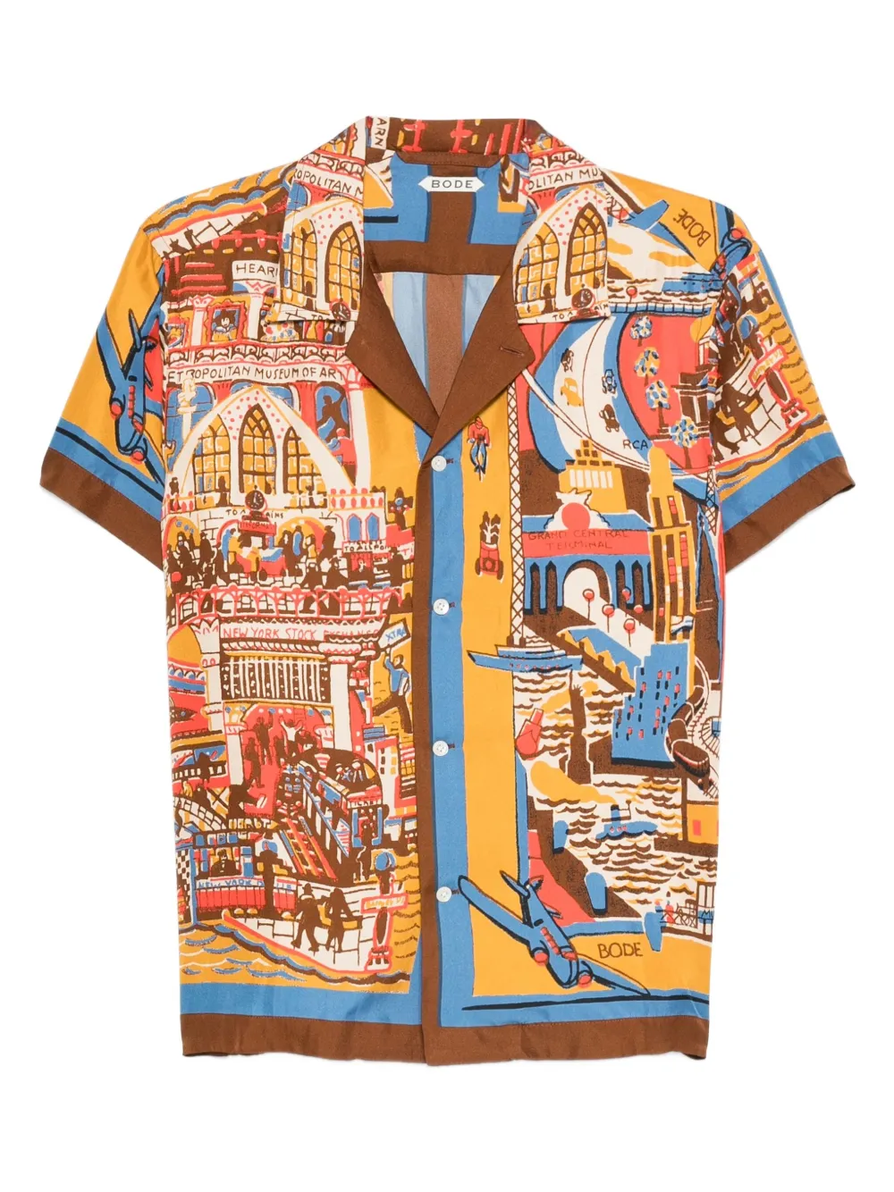 BODE city-scene print silk shirt | Yellow | Image 1