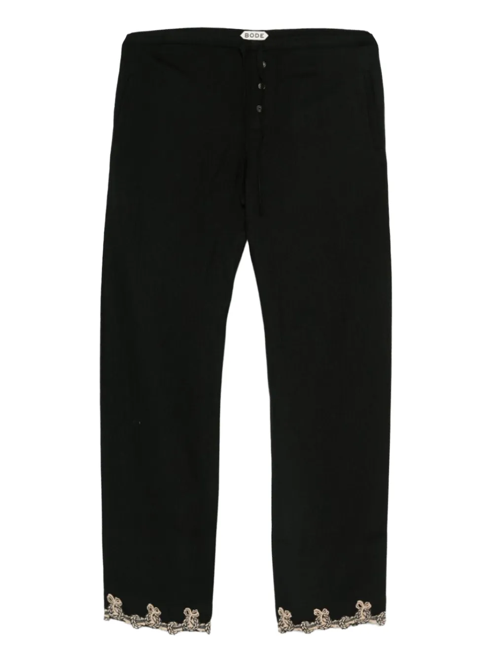 BODE lace-trimmed drawstring trousers | Black | Image 1