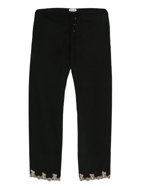 Bode Lace-trimmed Drawstring Trousers in Black