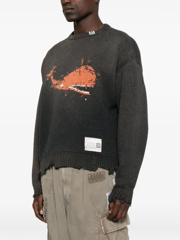 Maison MIHARA YASUHIRO Whale intarsia-knit Sweater | Black | FARFETCH