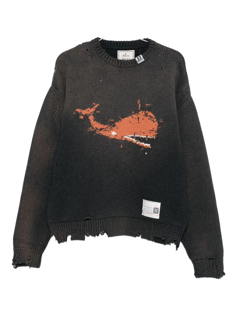 Maison MIHARA YASUHIRO whale intarsia-knit sweater Zwart