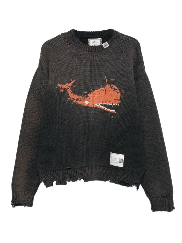 Maison MIHARA YASUHIRO Whale intarsia-knit Sweater | Black | FARFETCH