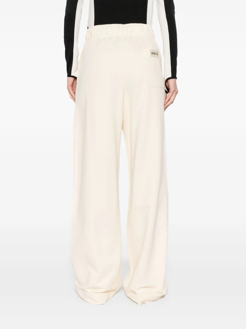 Shop Moncler Cotton Wide-leg Track Pants In Neutrals