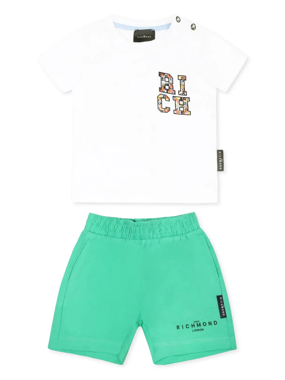 John Richmond Junior Shorts met logoprint Groen
