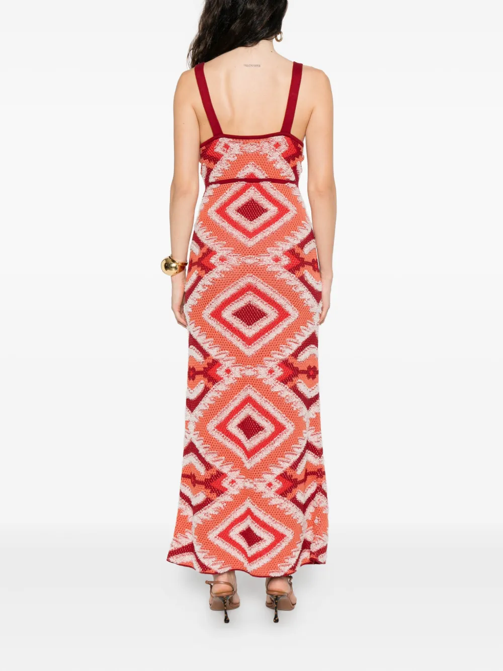 Johanna Ortiz Vintage Affair geometric-pattern midi dress Rood
