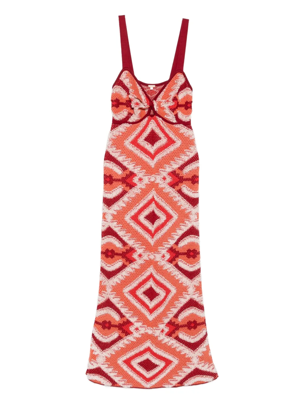 Johanna Ortiz Vintage Affair geometric-pattern midi dress Rood
