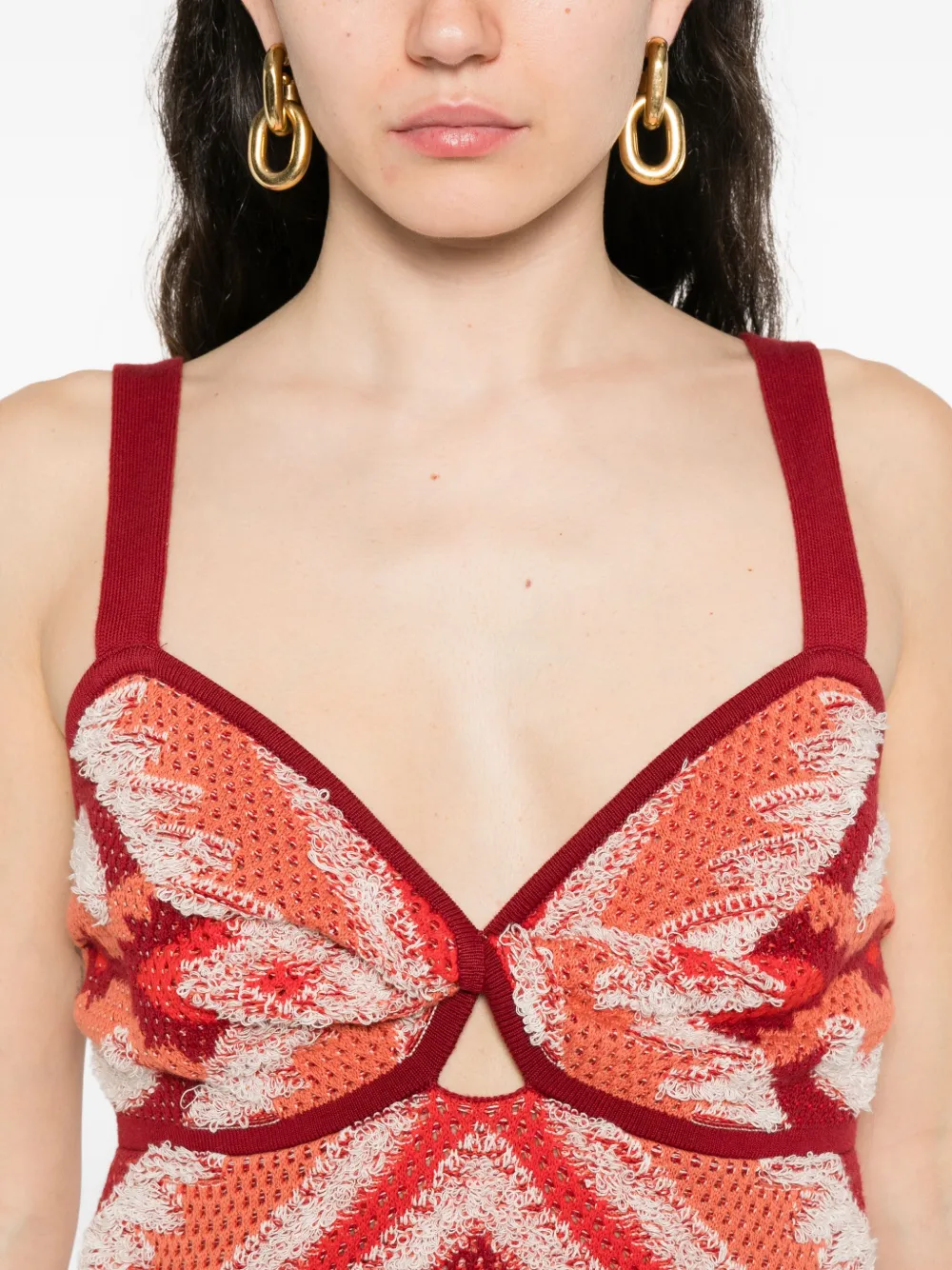Johanna Ortiz Vintage Affair geometric-pattern midi dress Rood