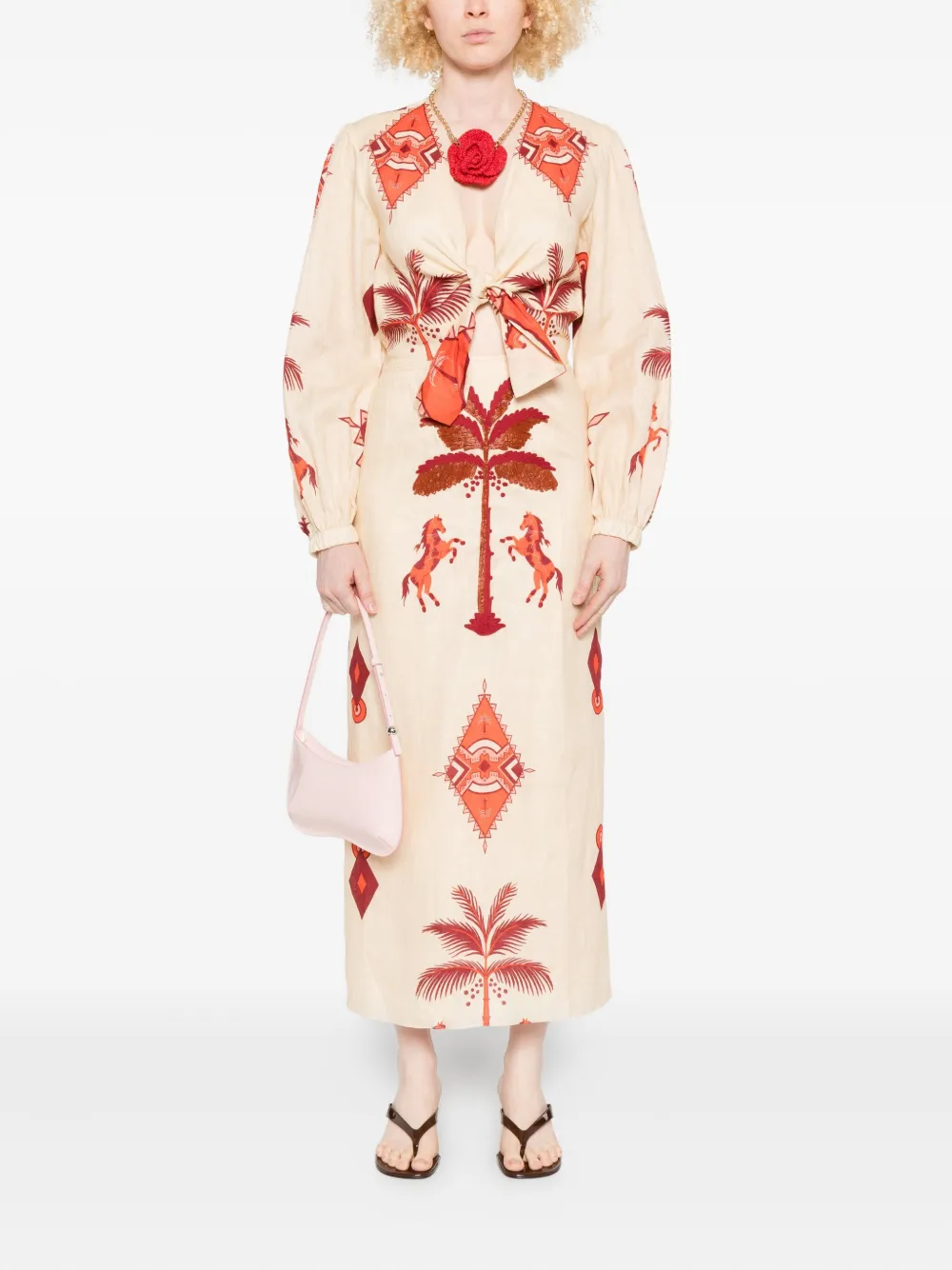 Johanna Ortiz Across Paradise midi dress - Beige