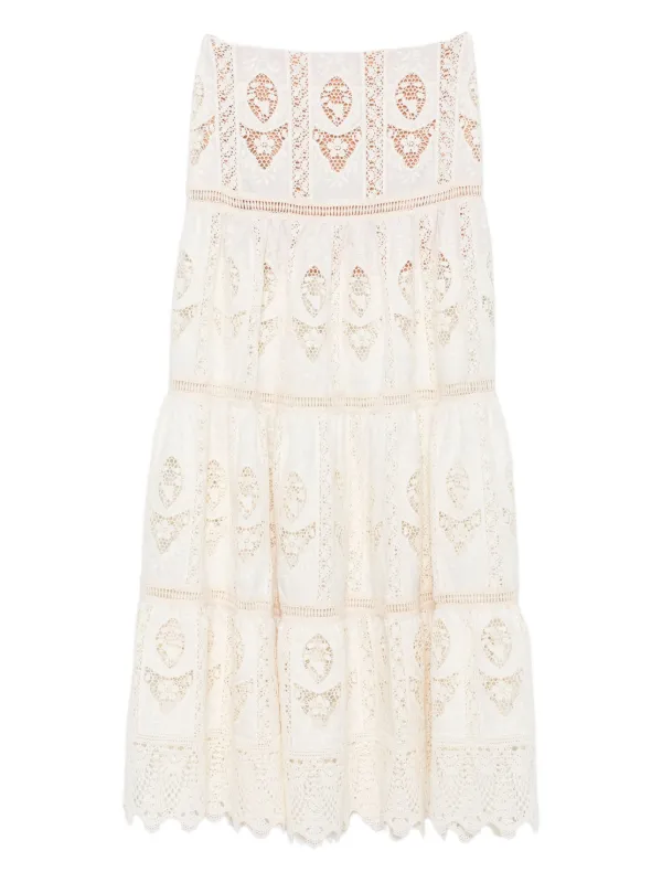 Johanna Ortiz Lace Tiered Maxi Skirt Neutrals FARFETCH IN