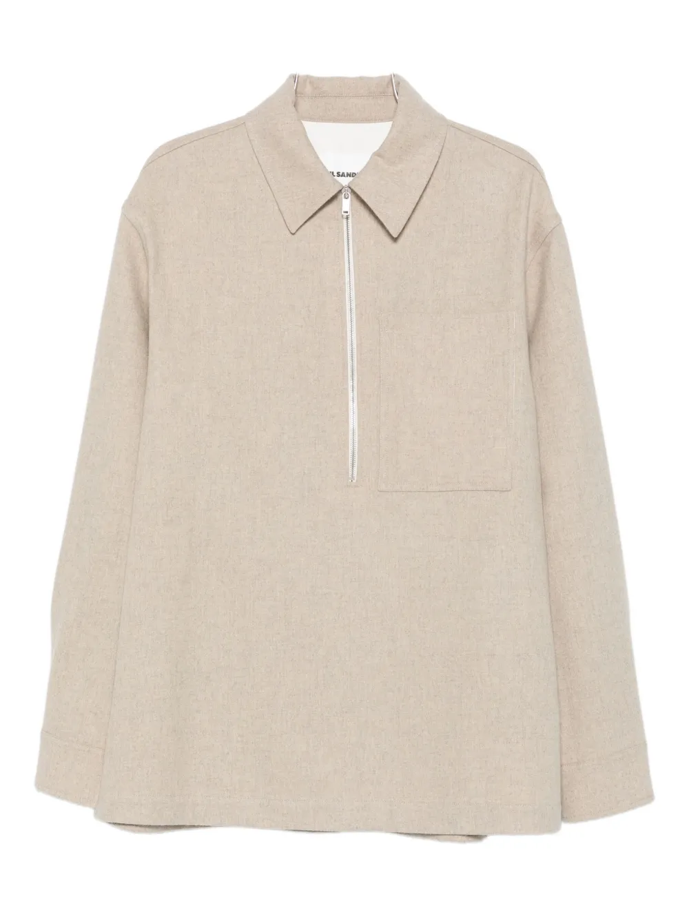 Jil Sander flannel wool polo shirt Beige