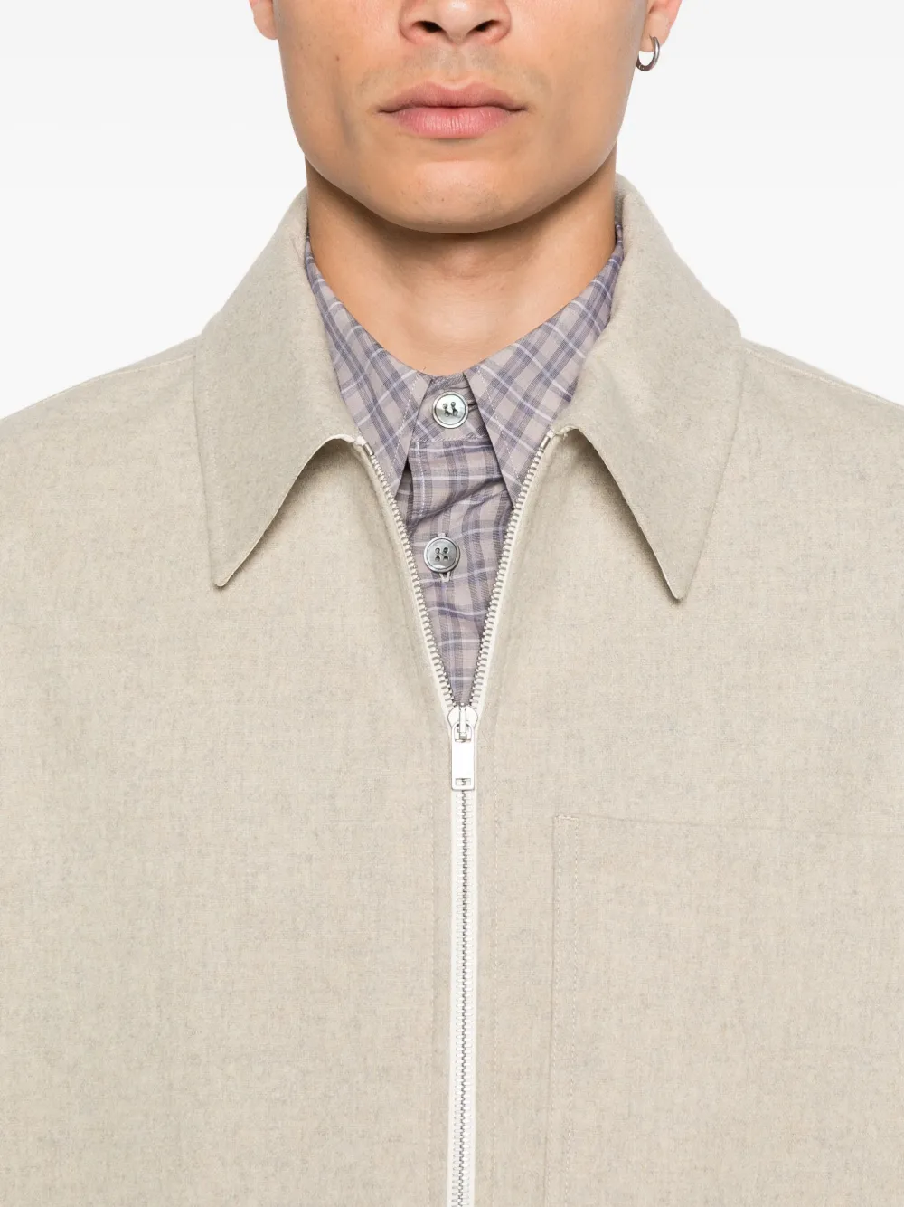 Jil Sander flannel wool polo shirt Beige