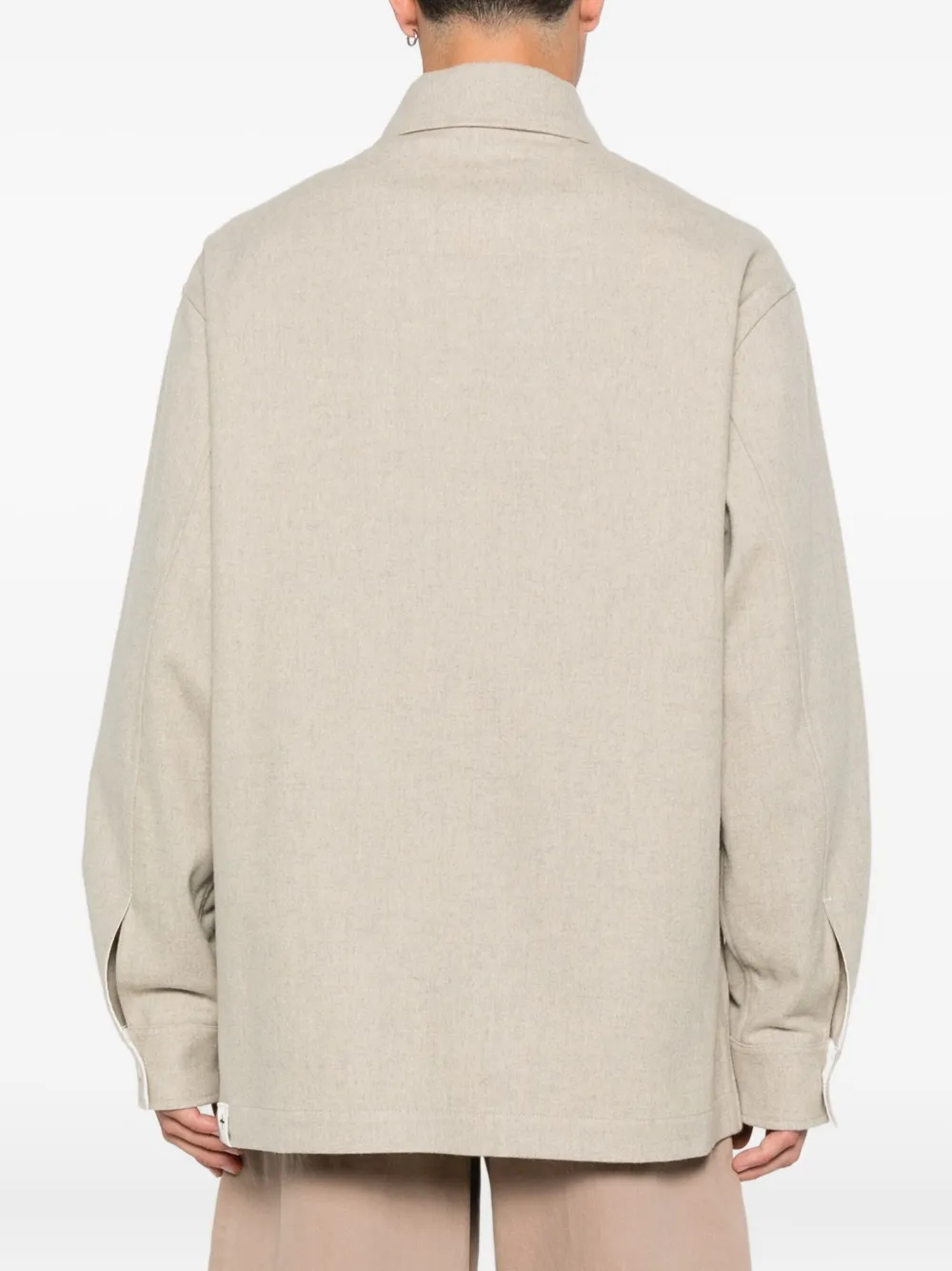 Jil Sander flannel wool polo shirt Beige