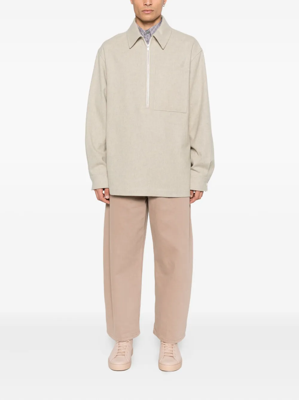 Jil Sander Flanellen poloshirt - Beige