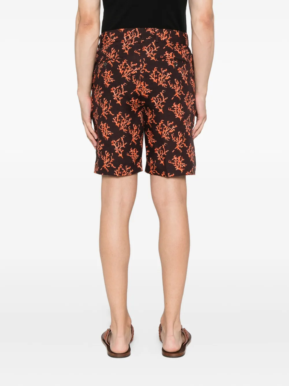 FENDI Linnen shorts met koraalprint Bruin
