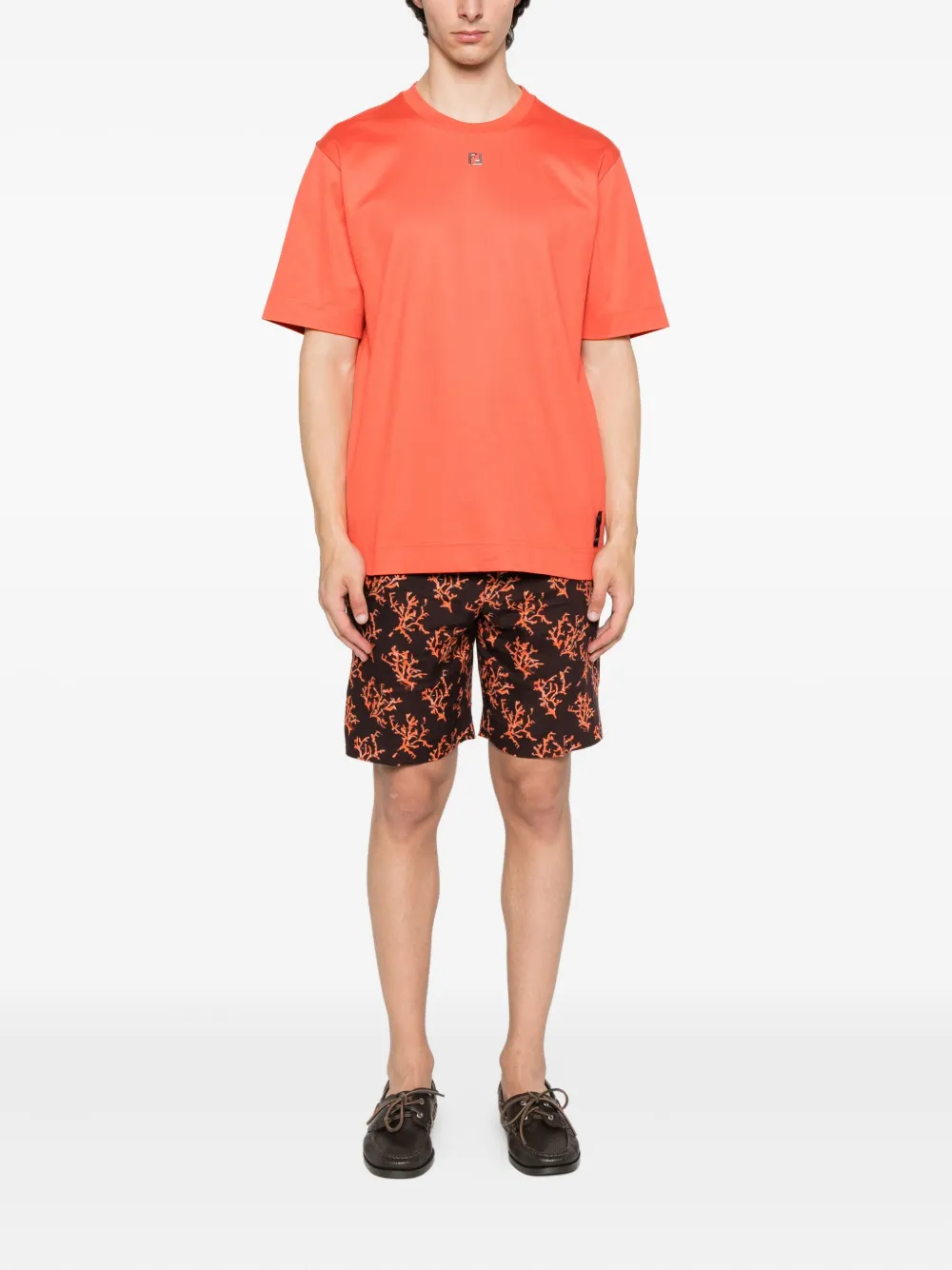 FENDI T-shirt met logoplakkaat Oranje