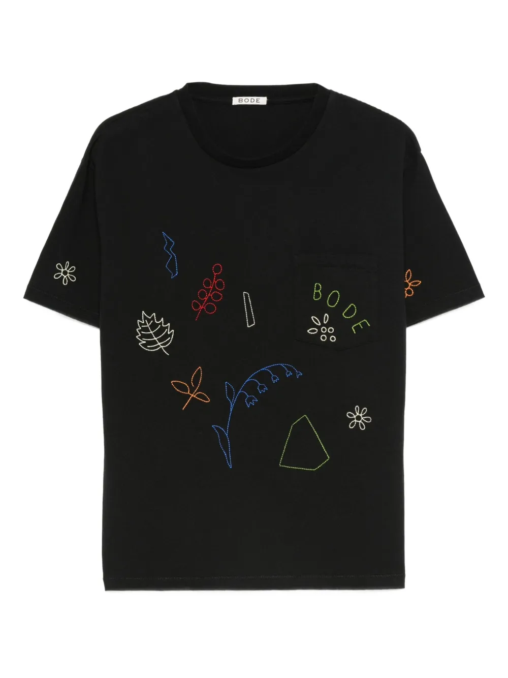 BODE embroidered pocket T-shirt | Black | Image 1