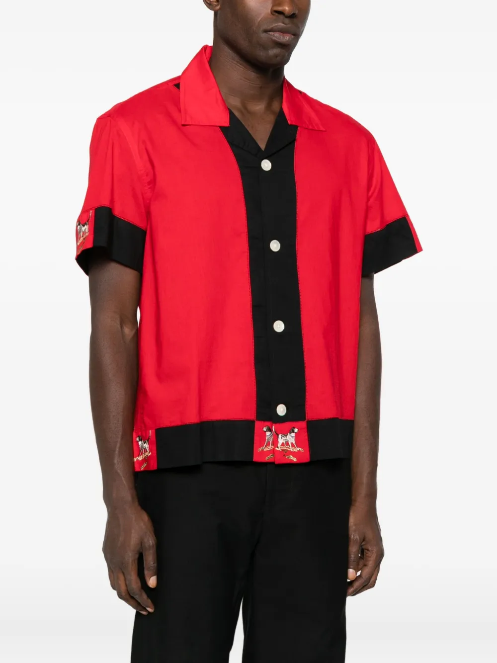 Bode Dog-print Panelled Shirt In Red