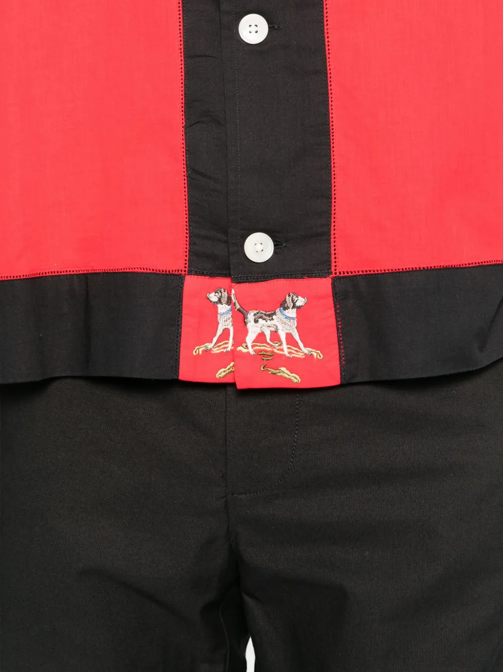 Bode Dog-print Panelled Shirt In Red