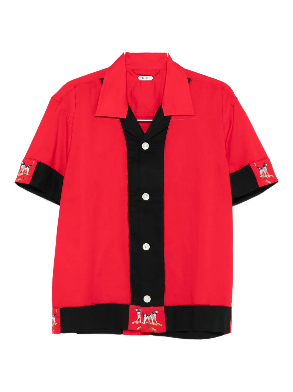 Bode Dog-print Panelled Shirt In Red