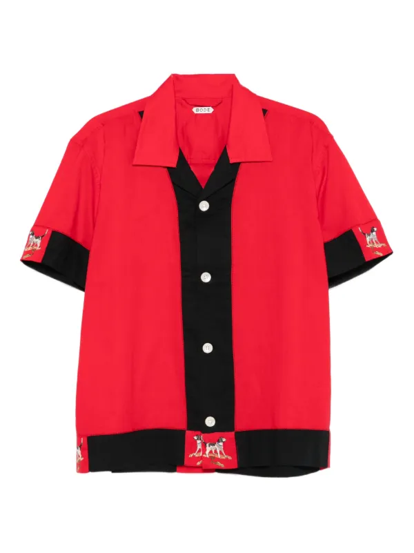 Bode Dog-print Panelled Shirt in Red