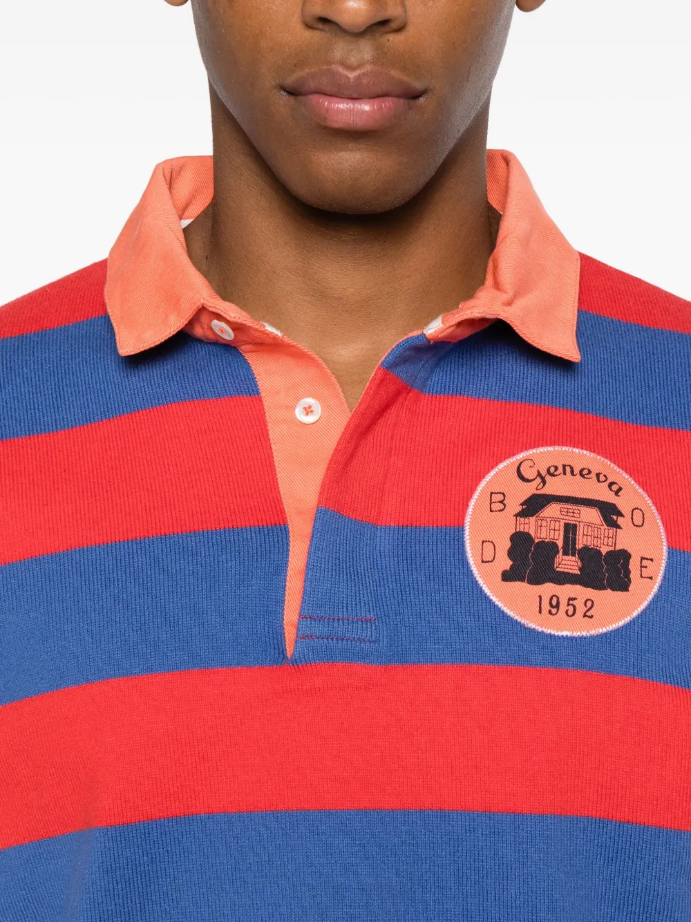 Bode Striped Cotton Polo Shirt In Red