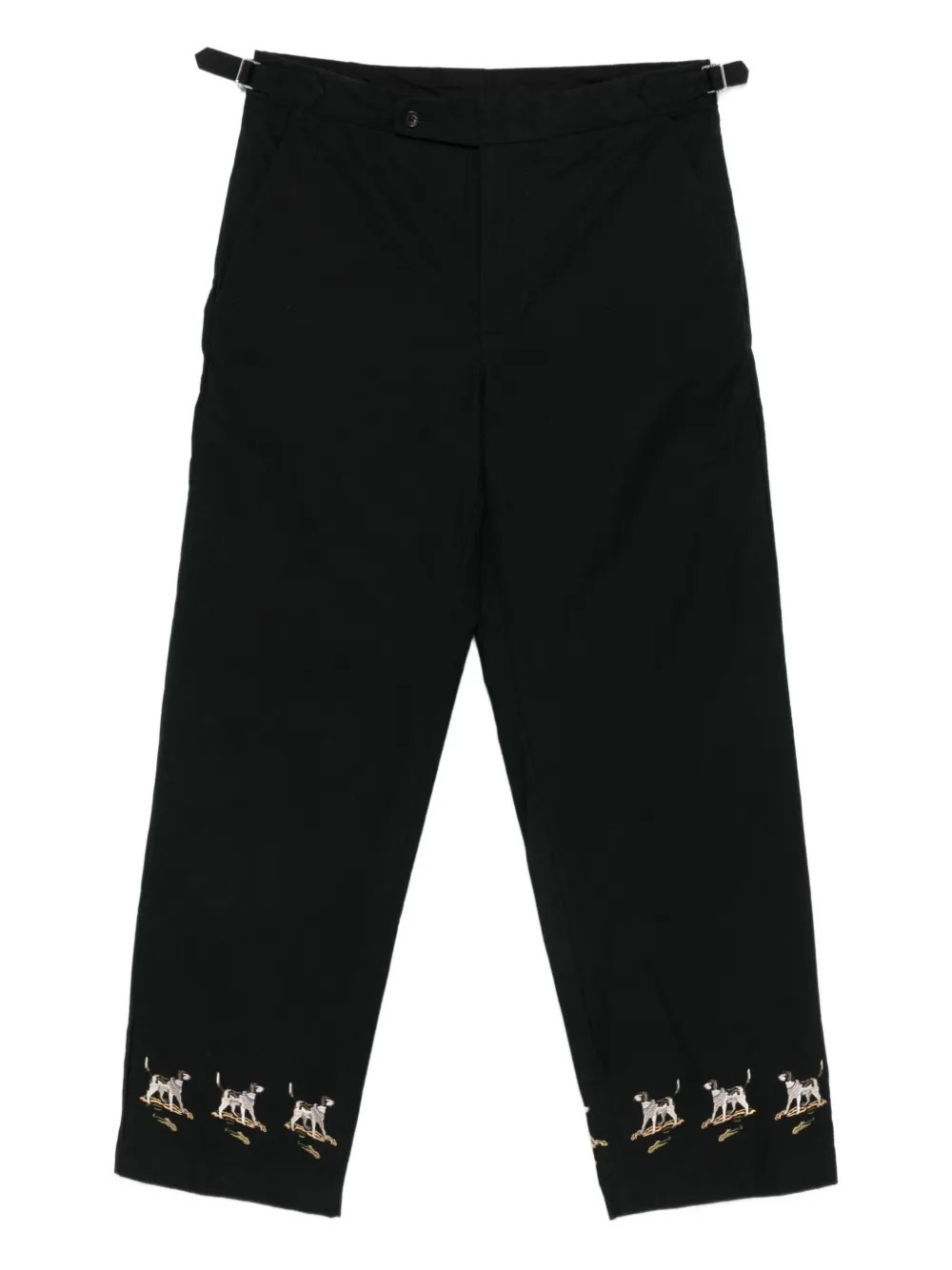 Bode Embroidered Side-buckle Pants In Black