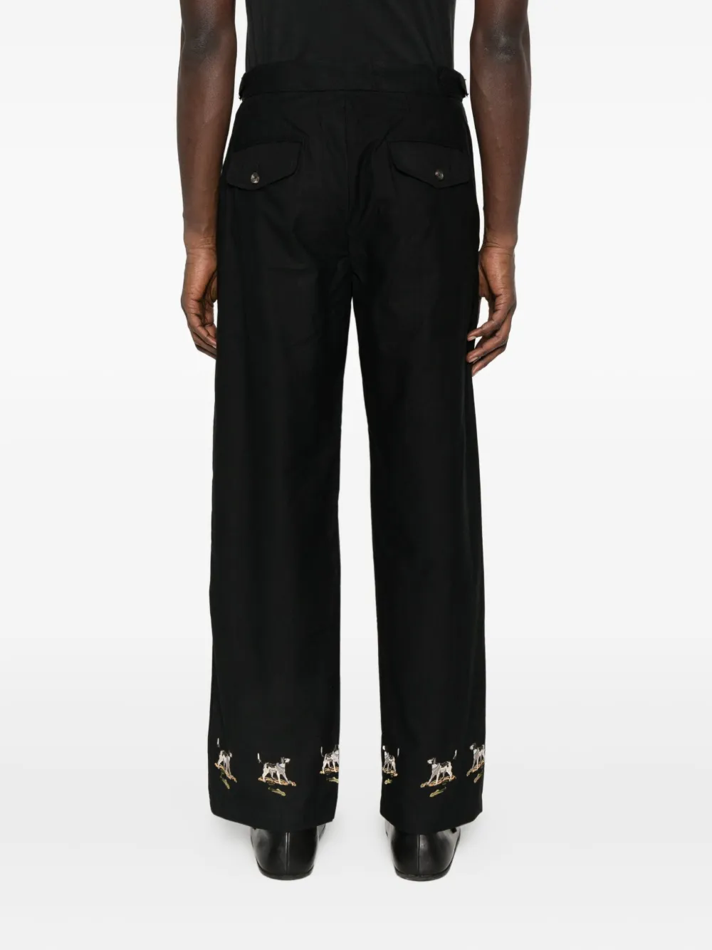 Bode Embroidered Side-buckle Pants In Black