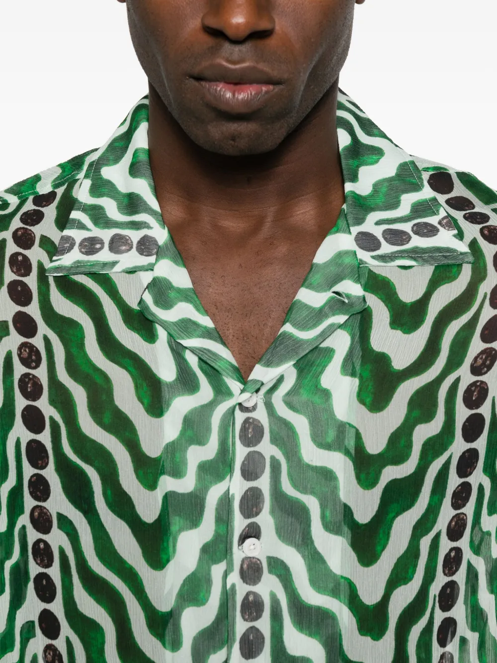 Bode Wave-pattern Shirt In Green