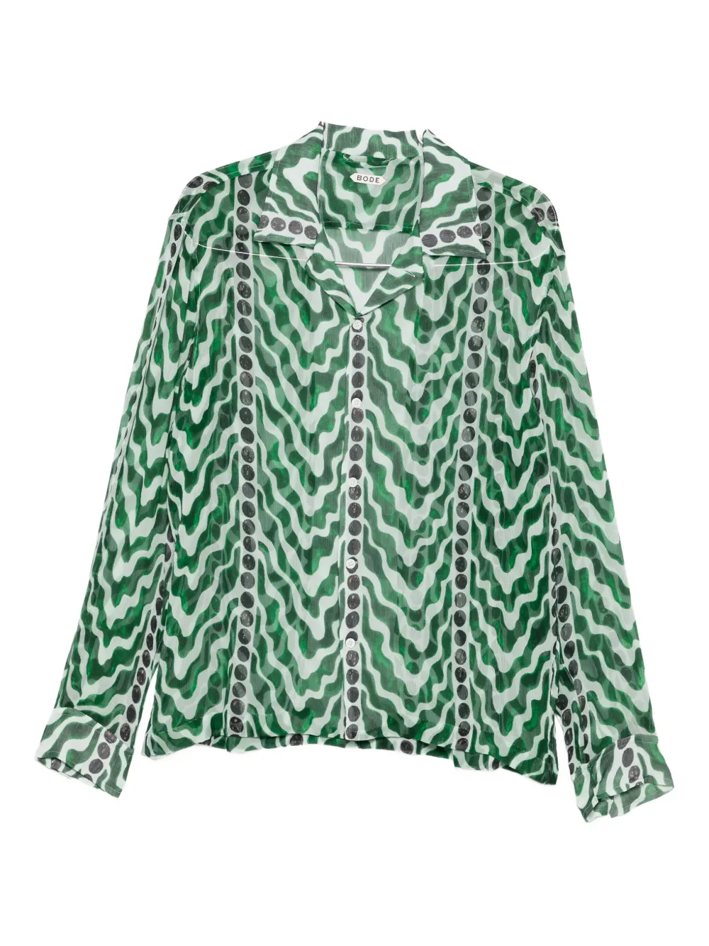 Bode Wave-pattern Shirt In Green