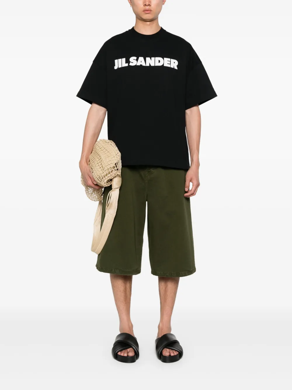 Jil Sander T-shirt met logoprint - Zwart