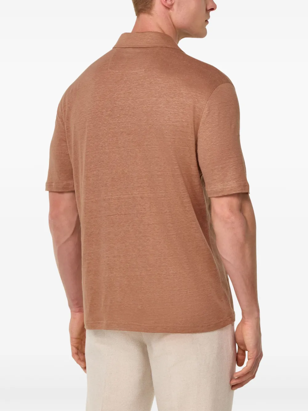 Boggi Milano Linnen poloshirt Bruin