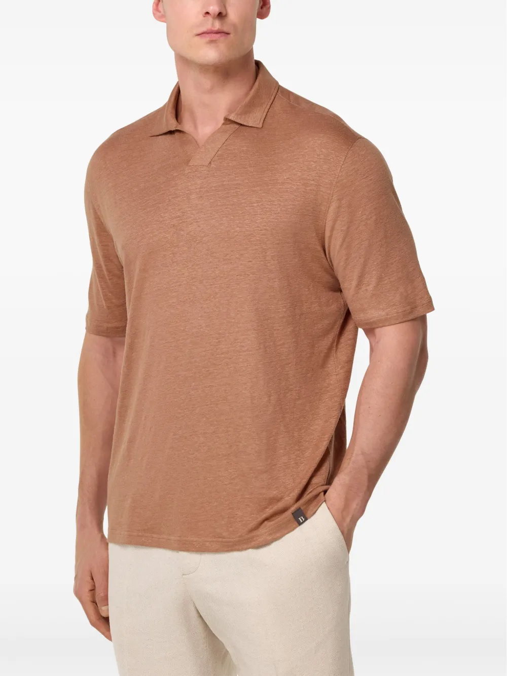 Boggi Milano Linnen poloshirt Bruin