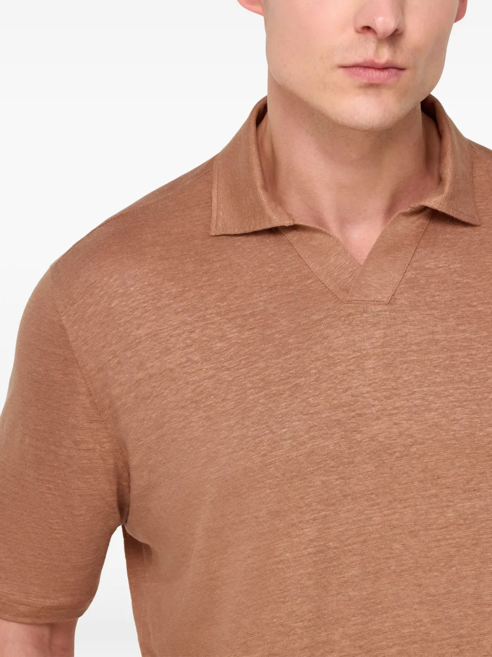 Boggi Milano Linnen poloshirt Bruin
